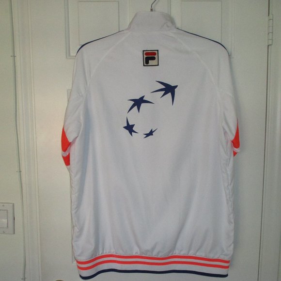 FILA Mens L/S BNP Paribas Open Full Zip White Tennis Windbreaker - Size Large - Picture 3 of 3